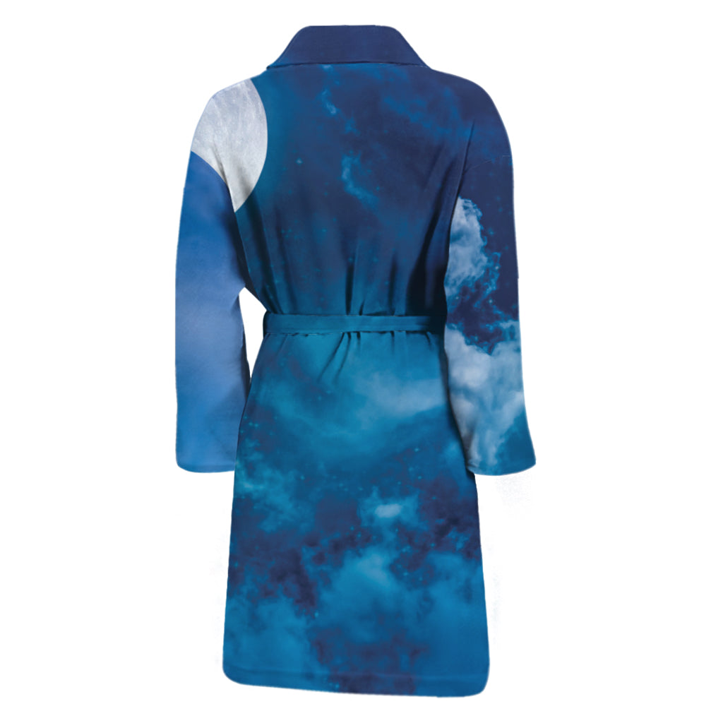 Night Sky And Moonlight Print Men's Bathrobe