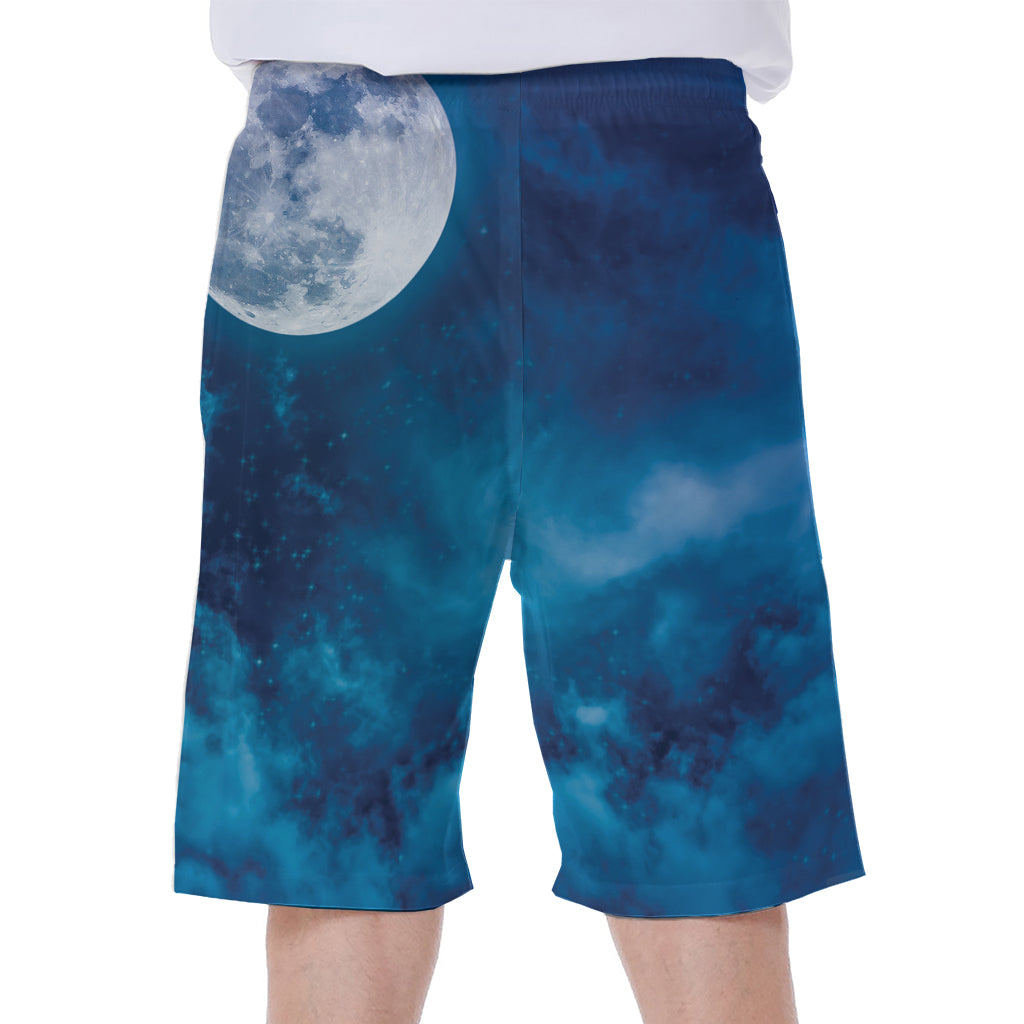 Night Sky And Moonlight Print Men's Beach Shorts