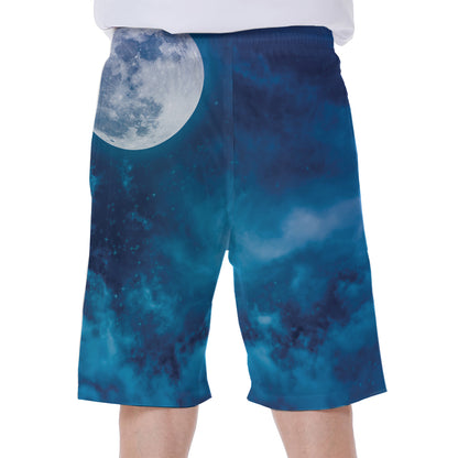 Night Sky And Moonlight Print Men's Beach Shorts