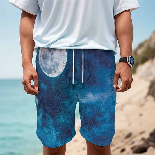 Night Sky And Moonlight Print Men's Cargo Shorts