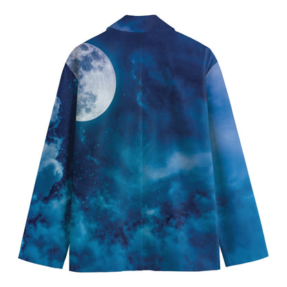 Night Sky And Moonlight Print Men's Cotton Blazer