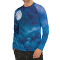 Night Sky And Moonlight Print Men's Long Sleeve Rash Guard