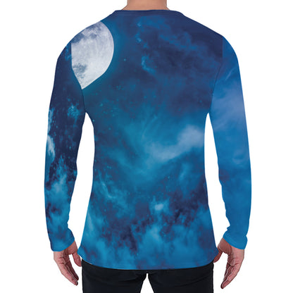Night Sky And Moonlight Print Men's Long Sleeve T-Shirt