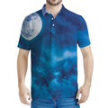 Night Sky And Moonlight Print Men's Polo Shirt