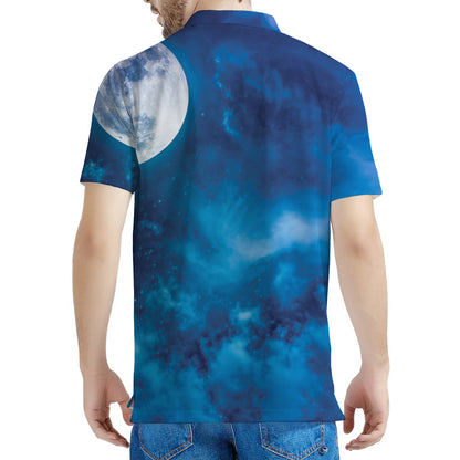 Night Sky And Moonlight Print Men's Polo Shirt