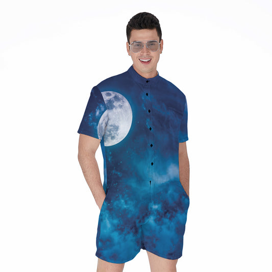 Night Sky And Moonlight Print Men's Rompers