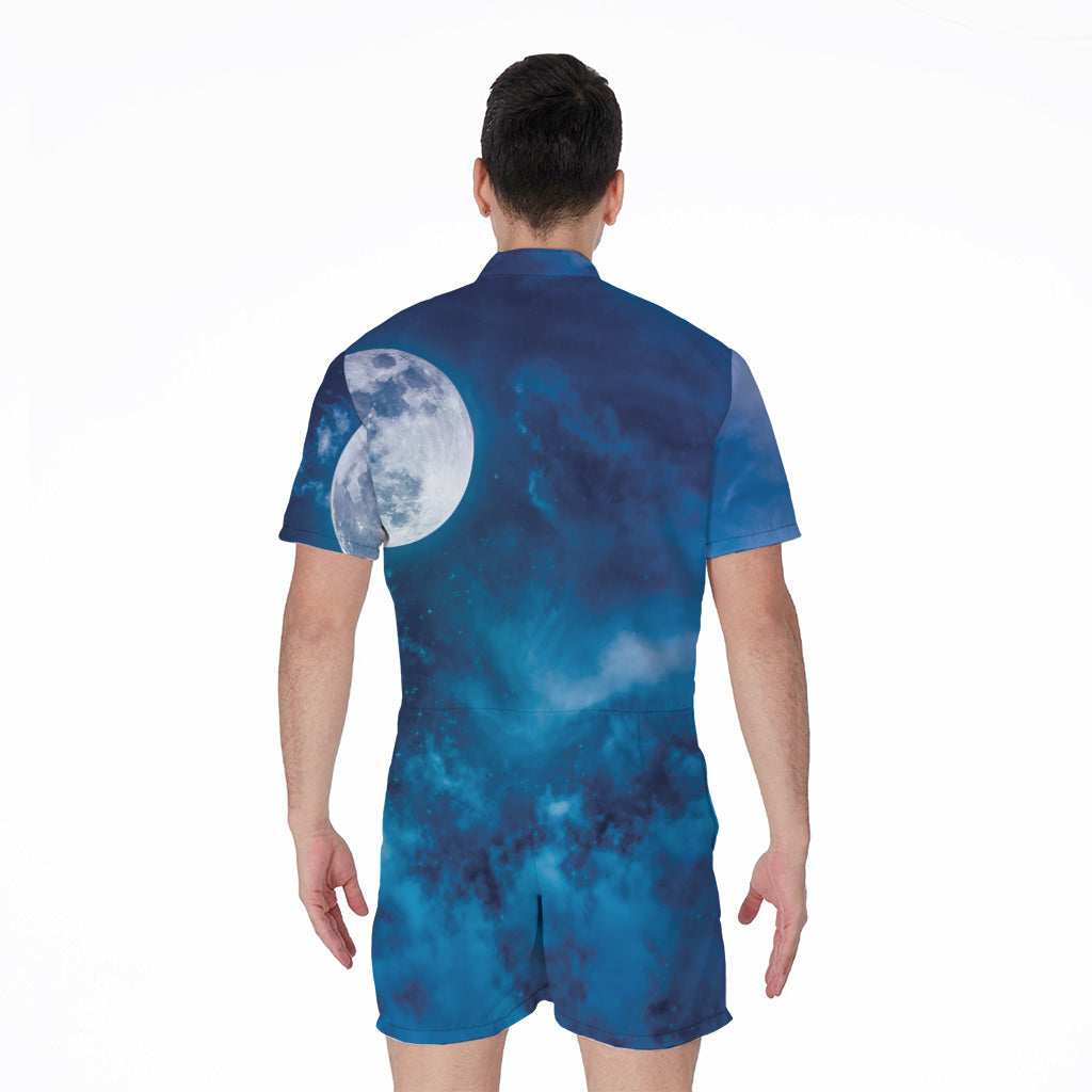 Night Sky And Moonlight Print Men's Rompers