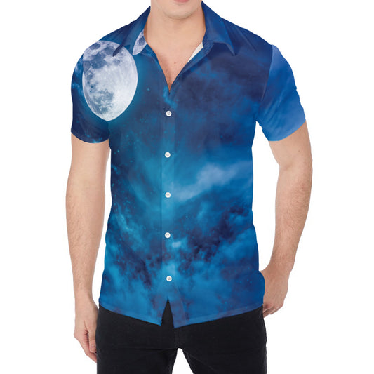 Night Sky And Moonlight Print Men's Shirt