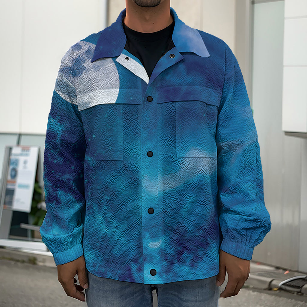 Night Sky And Moonlight Print Men's Shirt Jacket