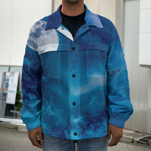 Night Sky And Moonlight Print Men's Shirt Jacket