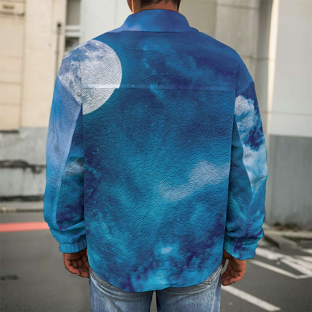 Night Sky And Moonlight Print Men's Shirt Jacket