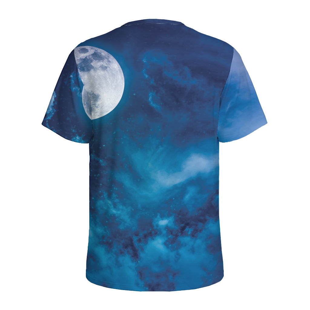 Night Sky And Moonlight Print Men's Sports T-Shirt