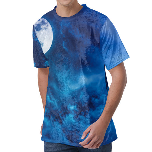 Night Sky And Moonlight Print Men's Velvet T-Shirt