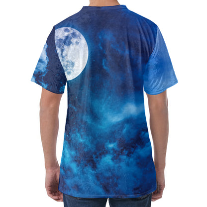 Night Sky And Moonlight Print Men's Velvet T-Shirt