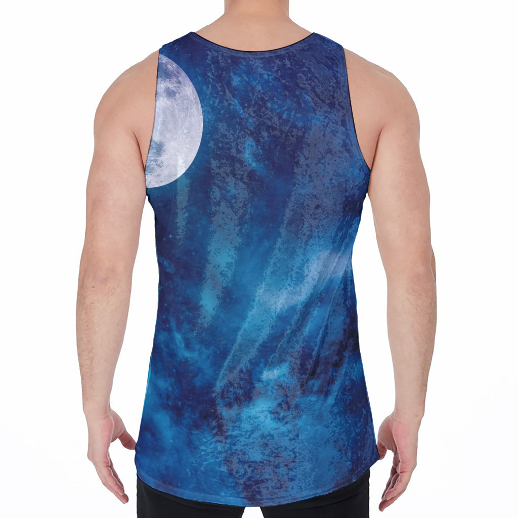Night Sky And Moonlight Print Men's Velvet Tank Top