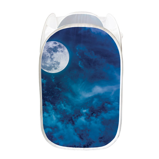 Night Sky And Moonlight Print Mesh Laundry Hamper