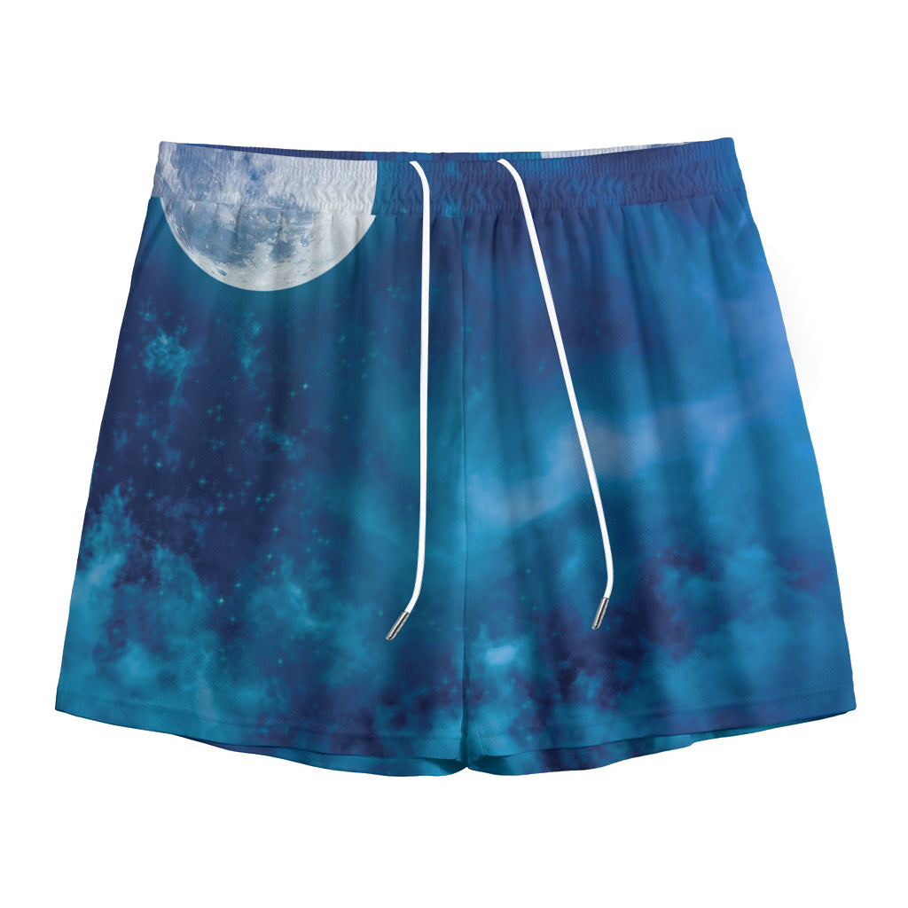 Night Sky And Moonlight Print Mesh Shorts