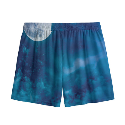 Night Sky And Moonlight Print Mesh Shorts