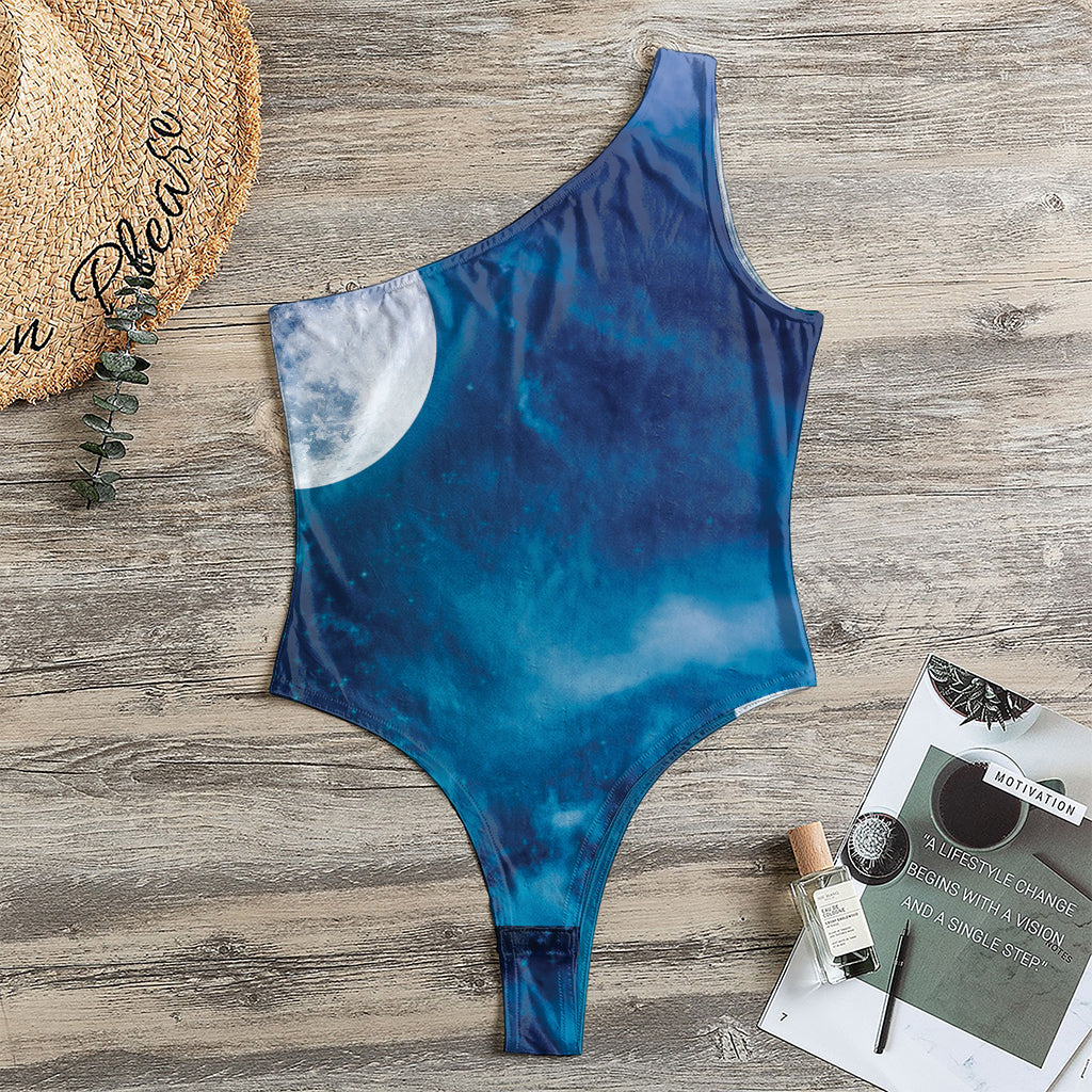 Night Sky And Moonlight Print One Shoulder Bodysuit
