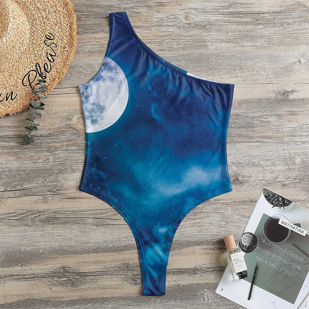 Night Sky And Moonlight Print One Shoulder Bodysuit