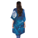 Night Sky And Moonlight Print Open Front Beach Cover Up