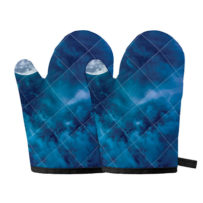 Night Sky And Moonlight Print Oven Mitts