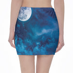 Night Sky And Moonlight Print Pencil Mini Skirt