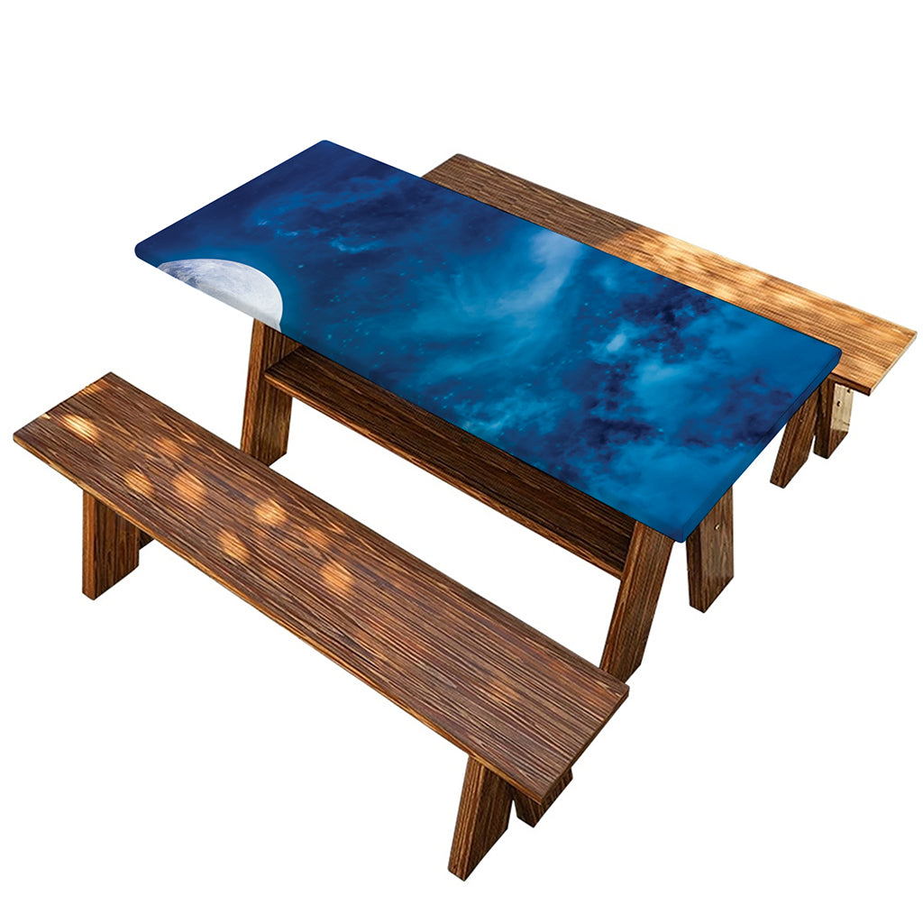 Night Sky And Moonlight Print Picnic Table Cover