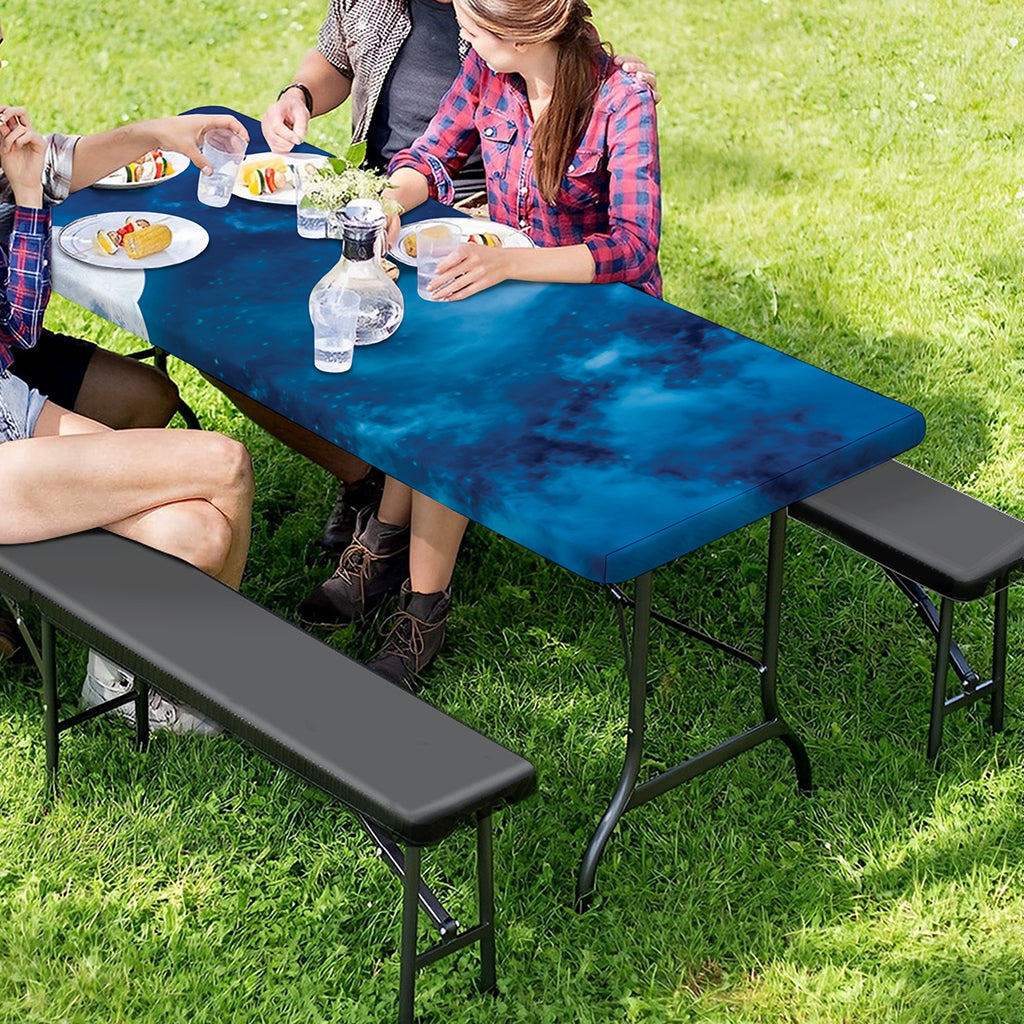 Night Sky And Moonlight Print Picnic Table Cover