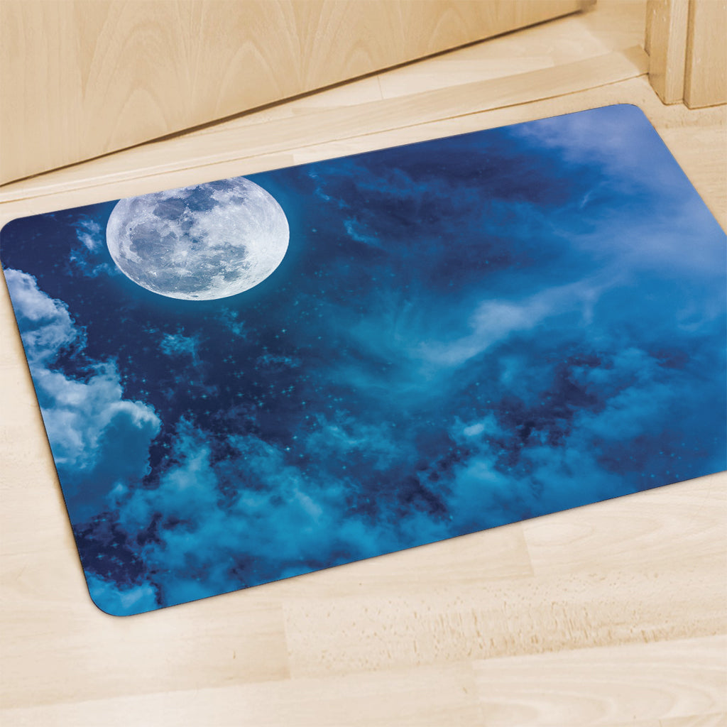Night Sky And Moonlight Print Polyester Doormat