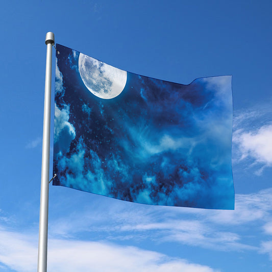 Night Sky And Moonlight Print Polyester Flag
