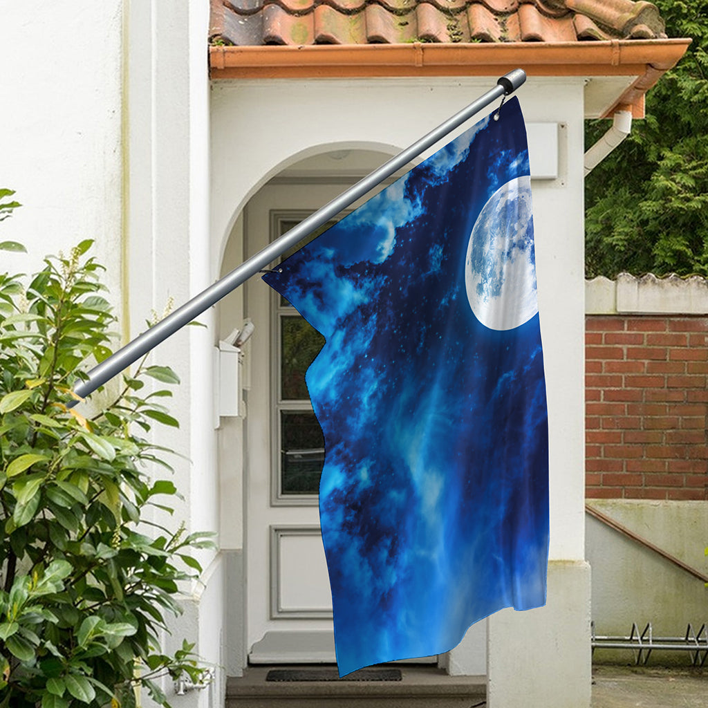 Night Sky And Moonlight Print Polyester Flag