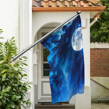 Night Sky And Moonlight Print Polyester Flag