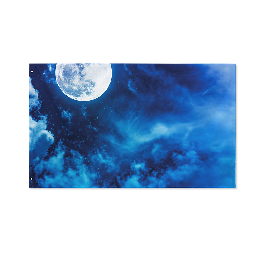 Night Sky And Moonlight Print Polyester Flag