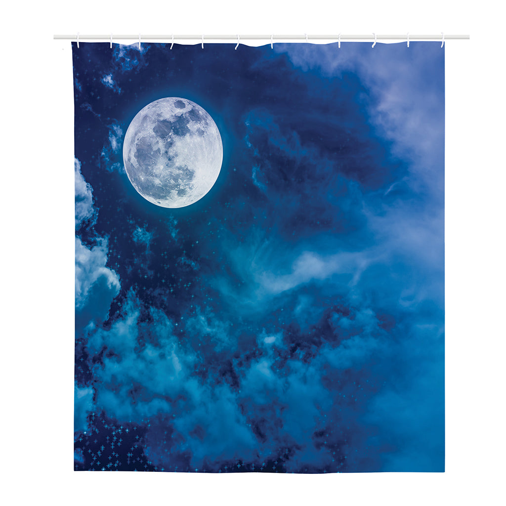 Night Sky And Moonlight Print Polyester Shower Curtain