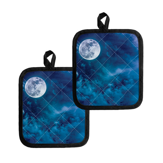 Night Sky And Moonlight Print Pot Holders