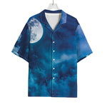 Night Sky And Moonlight Print Rayon Hawaiian Shirt