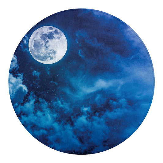 Night Sky And Moonlight Print Round Blanket