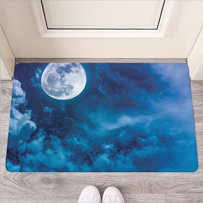 Night Sky And Moonlight Print Rubber Doormat