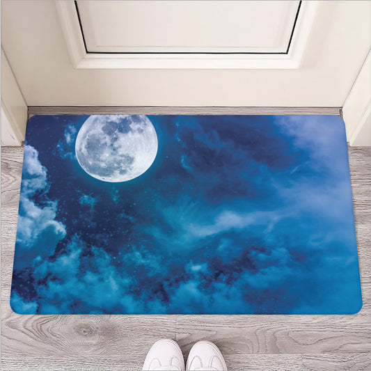 Night Sky And Moonlight Print Rubber Doormat
