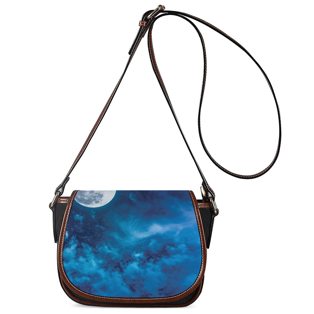 Night Sky And Moonlight Print Saddle Bag