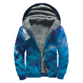 Night Sky And Moonlight Print Sherpa Lined Zip Up Hoodie
