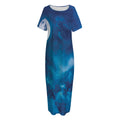 Night Sky And Moonlight Print Short Sleeve Long Nightdress