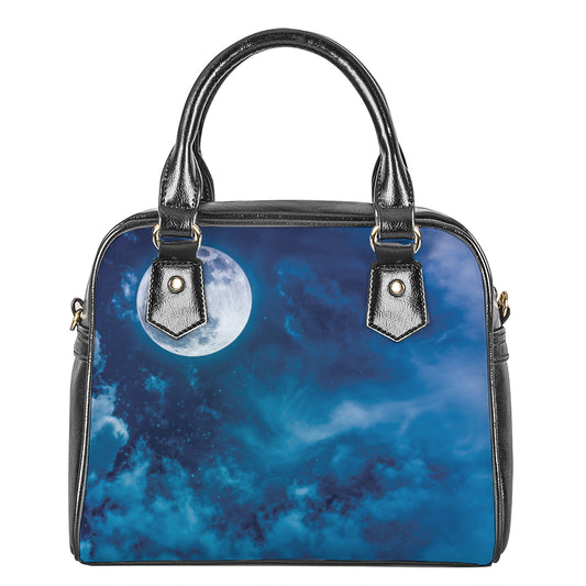 Night Sky And Moonlight Print Shoulder Handbag