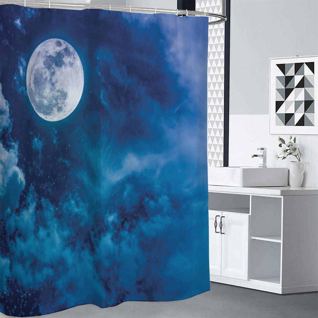 Night Sky And Moonlight Print Shower Curtain