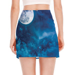 Night Sky And Moonlight Print Side Slit Mini Skirt