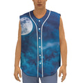 Night Sky And Moonlight Print Sleeveless Baseball Jersey