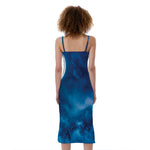 Night Sky And Moonlight Print Slim Fit Midi Cami Dress