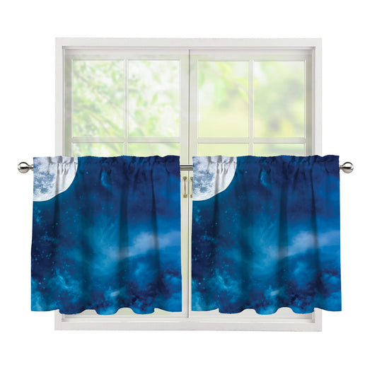 Night Sky And Moonlight Print Tier Curtains