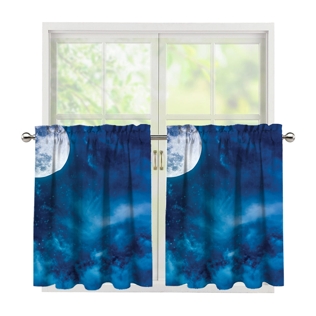 Night Sky And Moonlight Print Tier Curtains